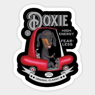 Black Dachshund in Golf Cart Sticker